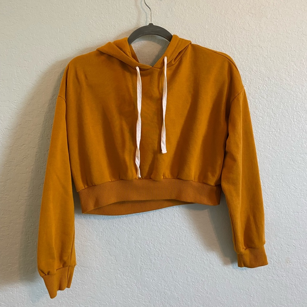 Mustard Yellow Cropped Hoodie